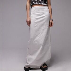 Topshop white denim comfort stretch maxi skirt